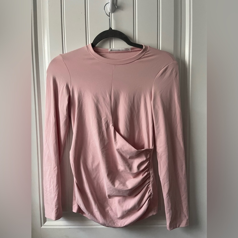 Susana Monaco 
NWOT 
Size Small 
Faux Wrap Crewneck Long Sleeves Top in Pink